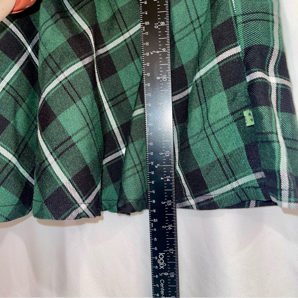 Royal Bones Green and Black Plaid Mini Jumper Skirt Zip Up Size Small - Picture 12 of 13